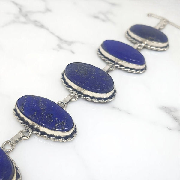 Sterling Silver Lapis Lazuli Bracelet - MCA Design by Maria