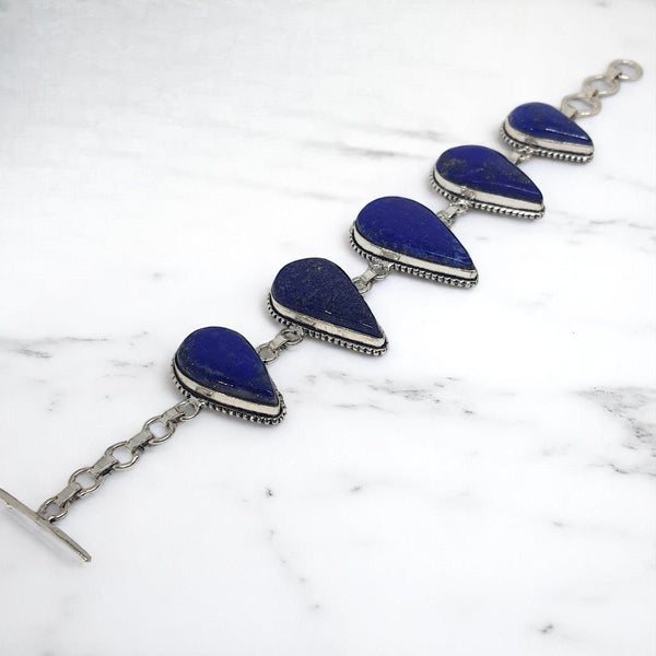 Sterling Silver Lapis Lazuli Bracelet - MCA Design by Maria