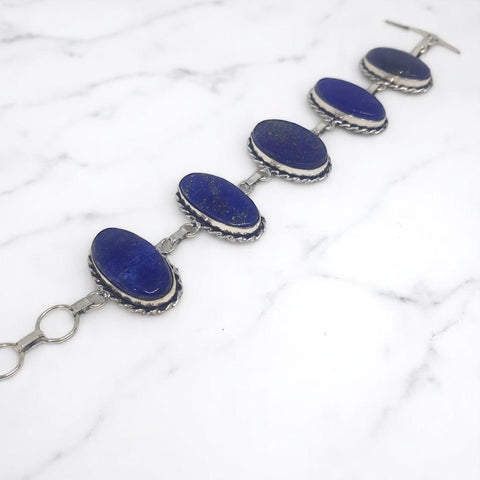 Sterling Silver Lapis Lazuli Bracelet - MCA Design by Maria