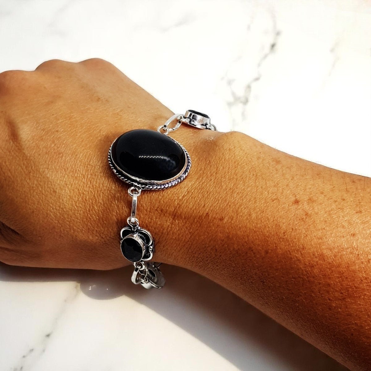 Sterling Silver Onyx Bracelet - MCA Design by Maria