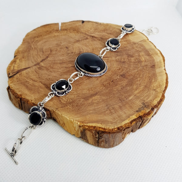 Sterling Silver Onyx Bracelet - MCA Design by Maria