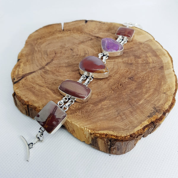 Sterling Silver Red Jasper Bracelet - MCA Design by Maria