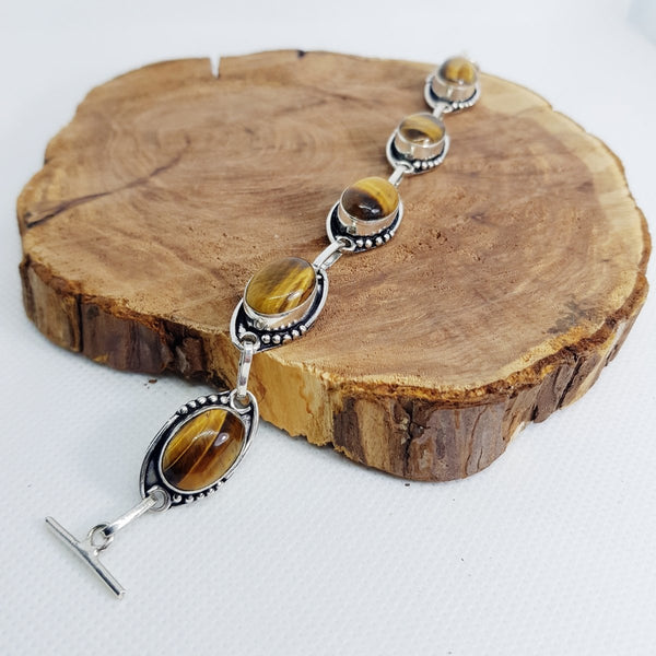 Sterling Silver Tiger Eye Bracelet - MCA Design by Maria