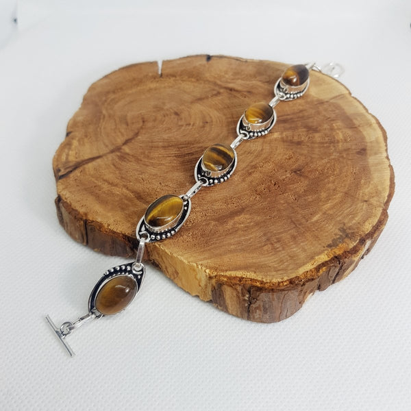 Sterling Silver Tiger Eye Bracelet - MCA Design by Maria