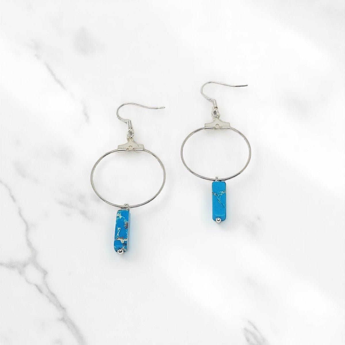 Turquoise Howlite Hoop Earrings - MCA Design by Maria