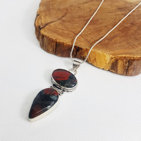 925 Sterling Silver Bloodstone Pendant - MCA Design by Maria