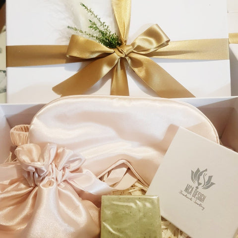 Beautiful Self-Care Gift Box with Gemstone Bracelet & Peach Coloured Accessories for her