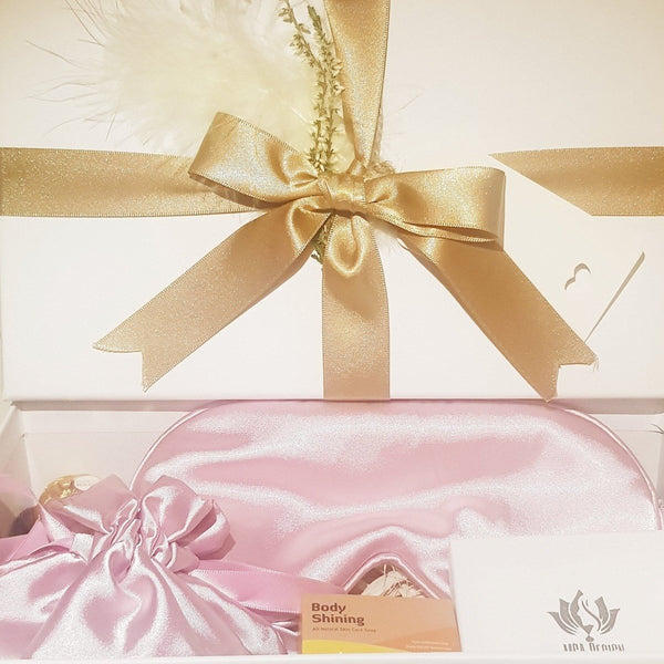 Beautiful Self-Care Gift Box with Gemstone Bracelet & Pink Coloured Accessories for her