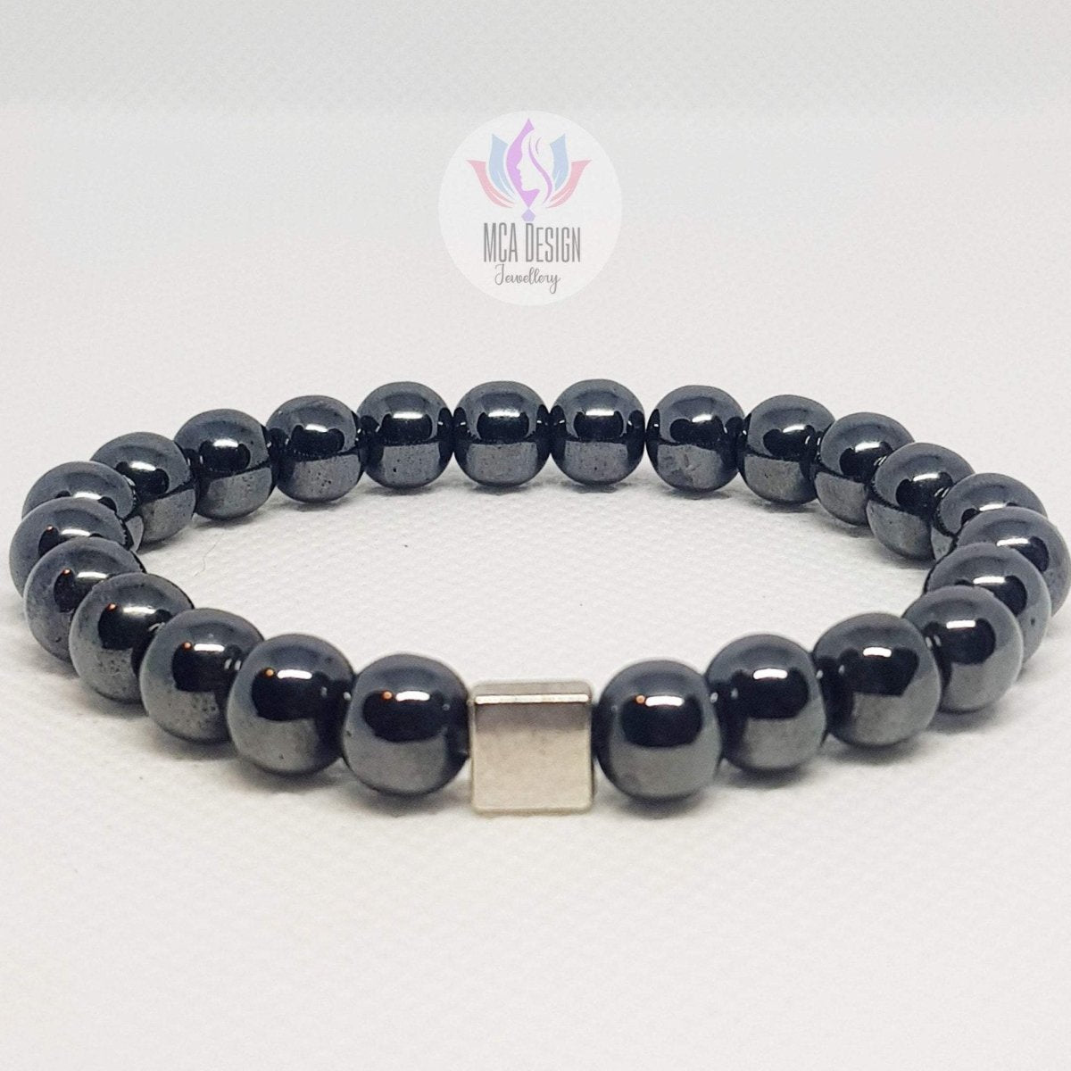Black Hematite Bracelet with Sterling Silver Spacer - MCA Design by Maria