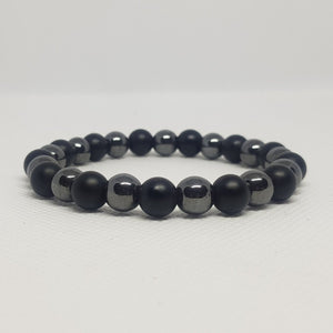 Black Matte Onyx and Hematite Bracelet - MCA Design by Maria