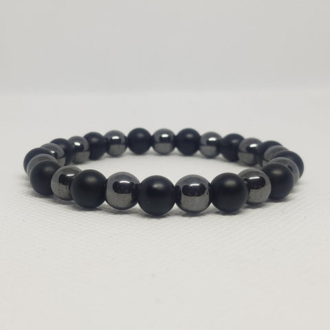 Black Matte Onyx and Hematite Bracelet - MCA Design by Maria