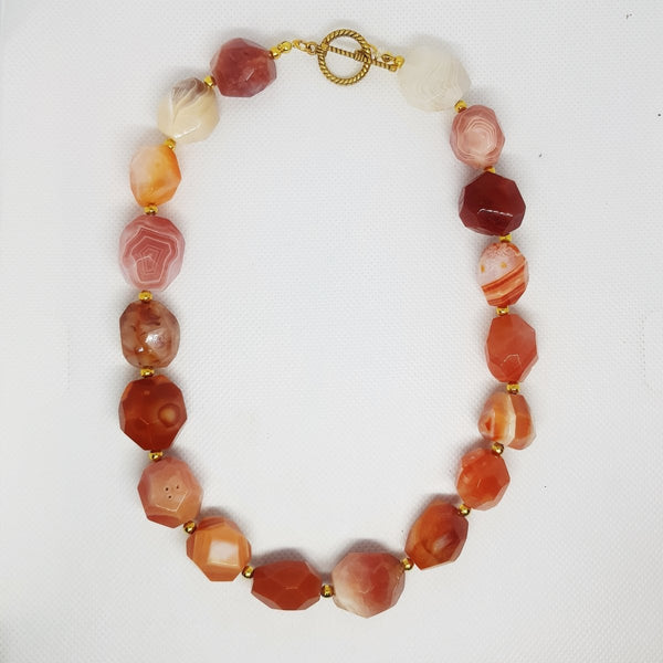 Chunky Statement Orange Agate Necklace - MCA Design by Maria