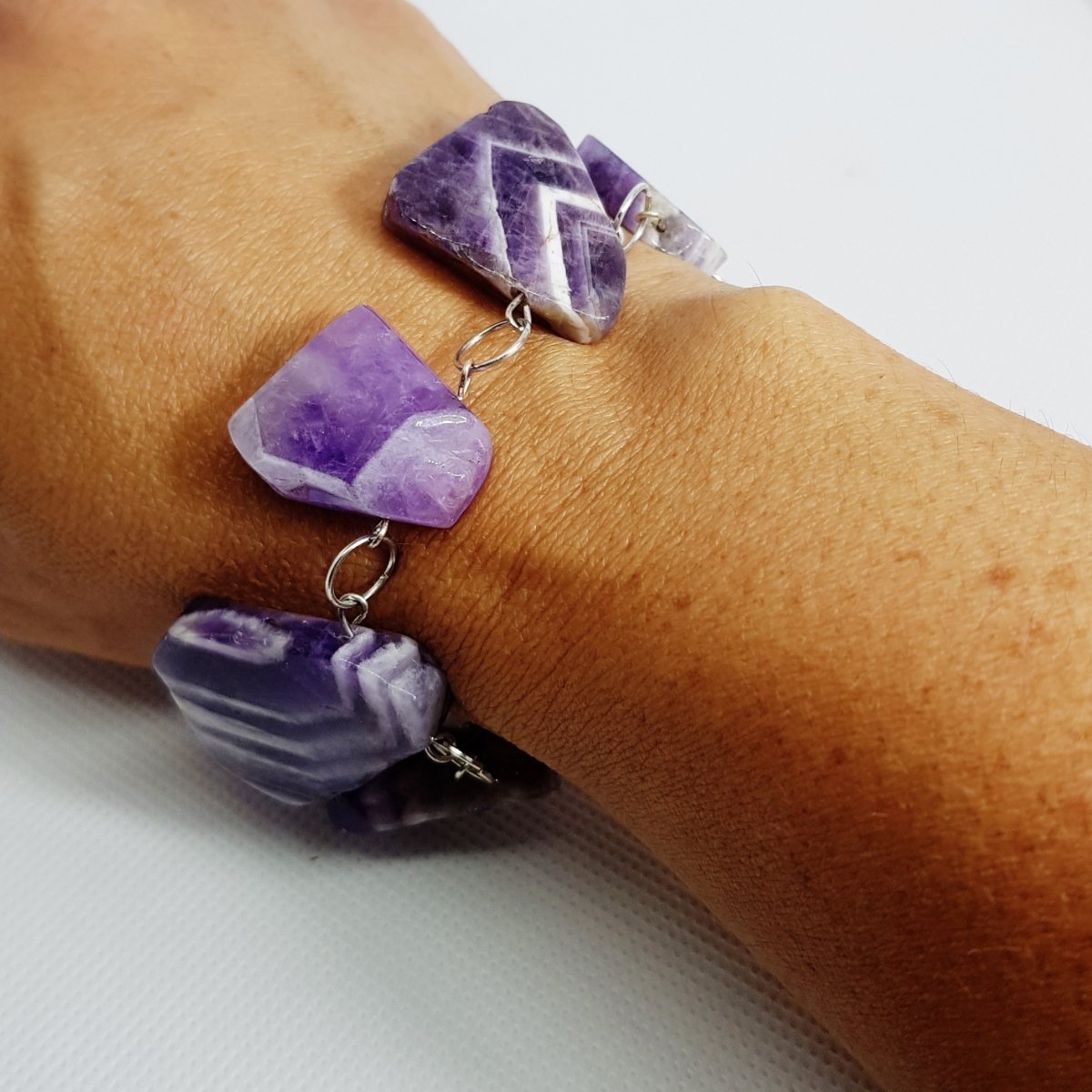 Elegant Amethyst Slab Bracelet - MCA Design by Maria