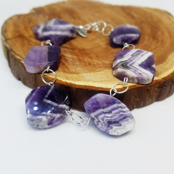 Elegant Amethyst Slab Bracelet - MCA Design by Maria