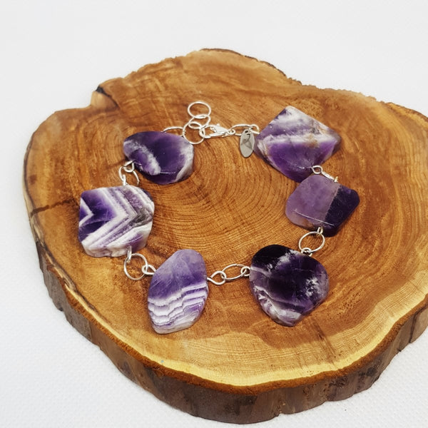 Elegant Amethyst Slab Bracelet - MCA Design by Maria