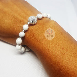 Howlite Bracelet with Micro Pave Magnetic Clasp - MCA Design by Maria