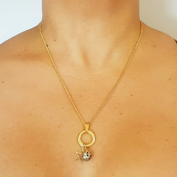 Necklace with Dalmation Jasper Gemstone & Charm - MCA Design by Maria