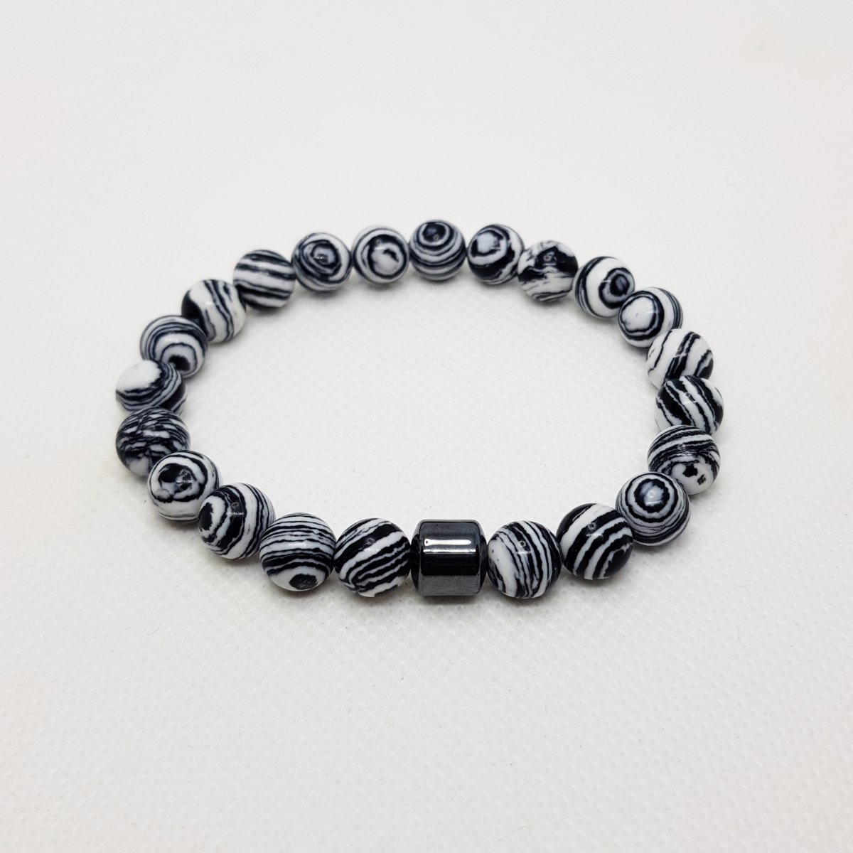 Onyx & Agate White and Black Bracelet (8mm ) - MCA Design by Maria