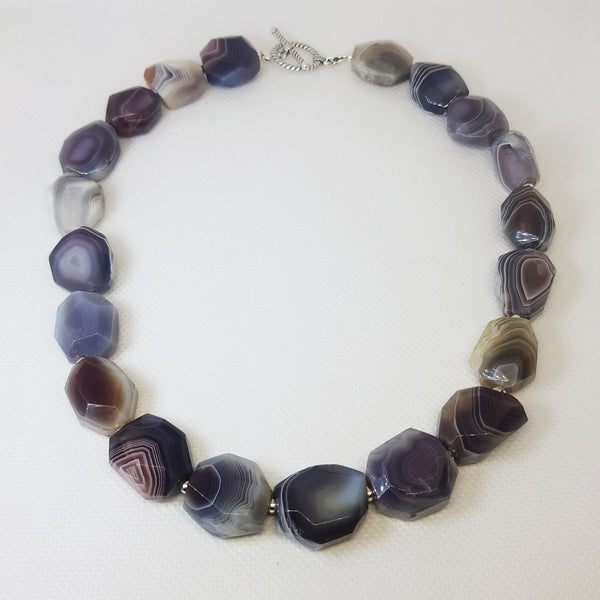 Statement Botswana Agate Necklace - MCA Design by Maria