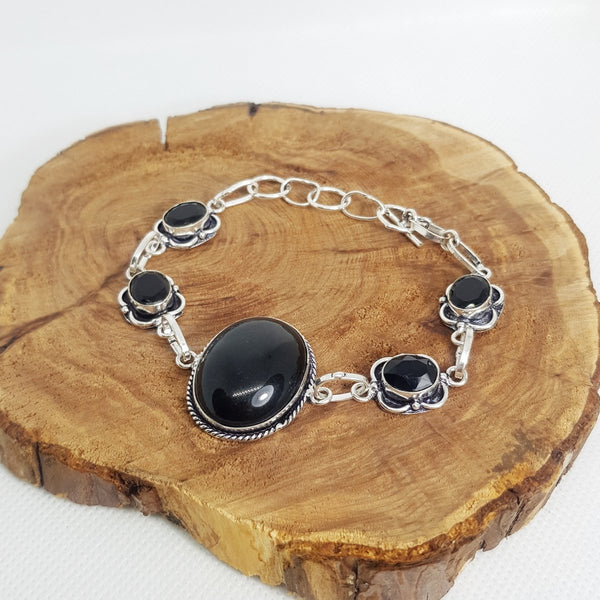 Sterling Silver Onyx Bracelet - MCA Design by Maria