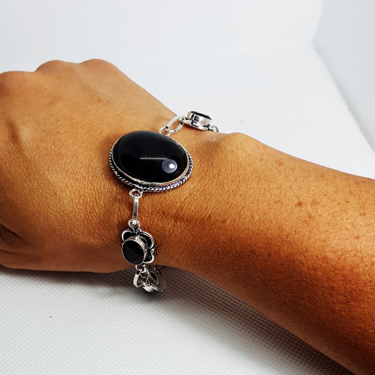 Sterling Silver Onyx Bracelet - MCA Design by Maria