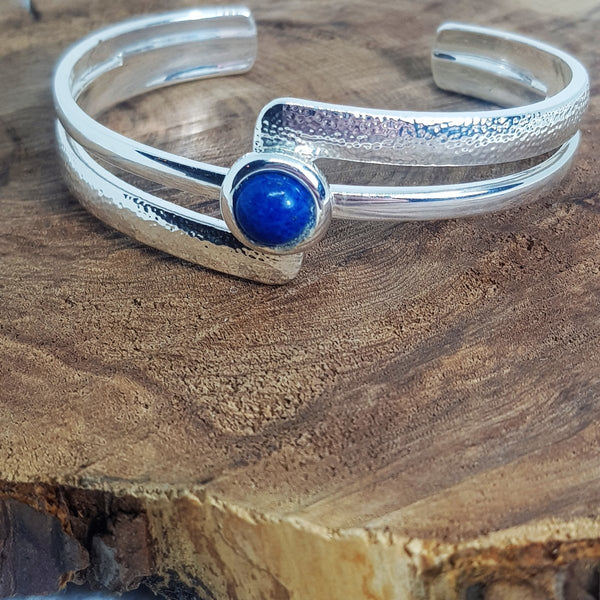 Stunning 925 Silver Plated Cuff with Lapis Lazuli - MCA Design by Maria