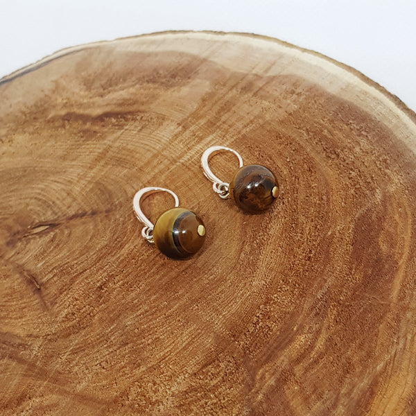 Tiger Eye Gemstone Earrings (gold-plated) - MCA Design by Maria